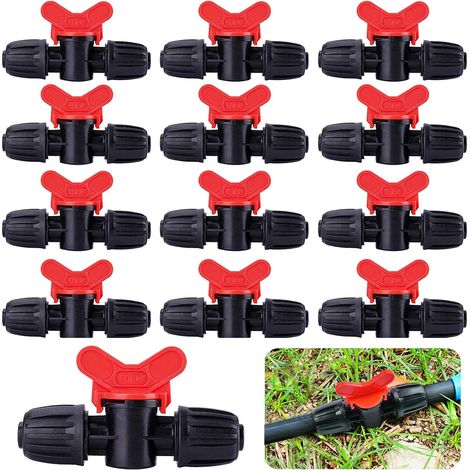 16 Pièces Vanne Commutateur d'Irrigation Goutte Tube d'Irrigation PE 16 mm Raccords Verrouillage Barbelés Vannes Connecteurs Tuyau Vanne Barbelée Jardin - Arrêter/Activer Le Débit d'eau (1/5)
