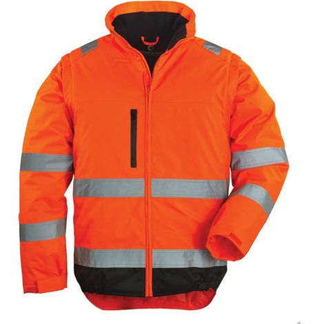 Veste de travail haute visibilité 2 en 1 HI-WAY manches amovibles orange fluo/noir TXL - COVERGUARD - 7HWXOXL (1/3)