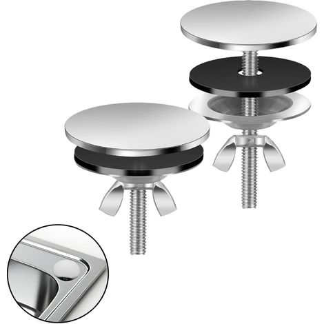 Couvercle de Trou d'évier de Cuisine en métal, 5 cm Couvercle Trou Robinet INOX, Fixation par écrou Papillon, pour Cuisine, Salle de Bain, argenté (1/5)