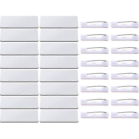 Lot de 16 badges nominatifs vierges à personnaliser par sublimation, avec épingle de fixation, pour le bureau.-7.6x3.8cm-White (1/3)