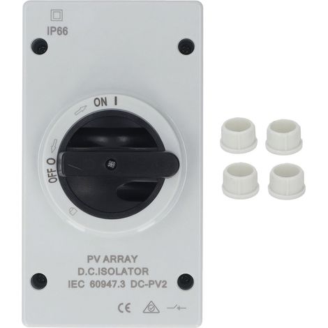 Interrupteur de déconnexion PV DC 1000V 32A, IP66, sectionneur d'isolation photovoltaïque Compact pour systèmes solaires de bateaux et camping-cars