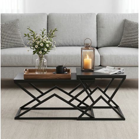 Mesa de centro negra geométrica 80 x 50 x 40 cm en aglomerado y metal DESVIAE (1/5)