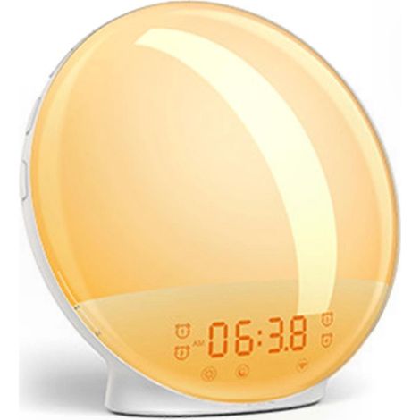 Réveil lumineux effet lever de soleil avec éclairage coloré à intensité variable et écran complet - Blanc (sans adaptateur) (1/4)