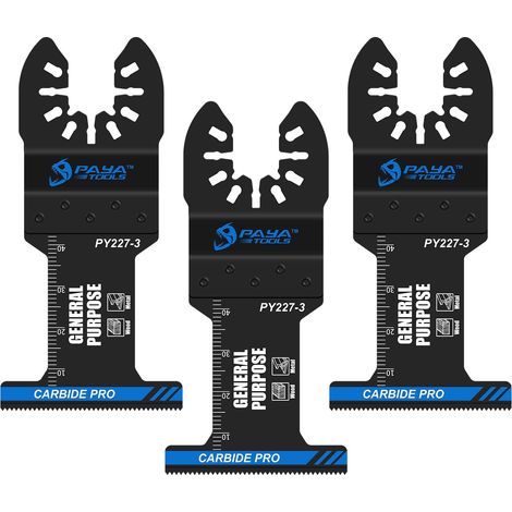 Lame multifonction à dents en carbure de tungstène, changement rapide universel pour outil oscillant, pour acier inoxydable, métaux ferreux, clous et métaux très durs, lot de 3,PY227-3 (1/5)