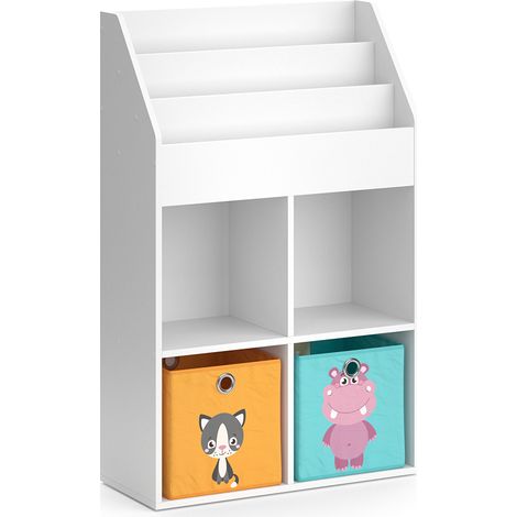 Estantería infantil Luigi, Blanco, 72 x 114.2 cm con 2 cajas plegables, Vicco