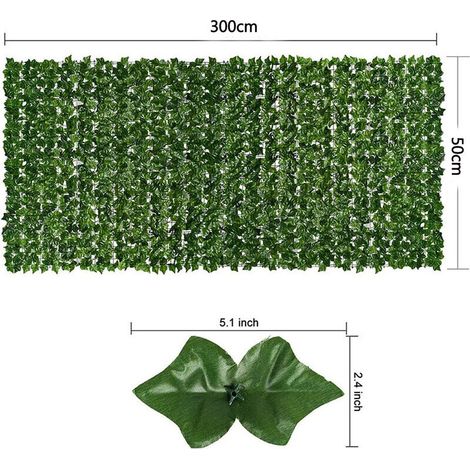 Clôture artificielle en lierre 50 x 300 cm – Brise-vue durable pour jardin, protection de la vie privée extérieure, décoration verte