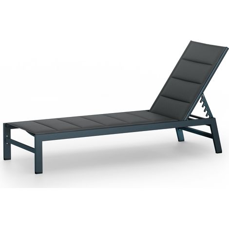 Blumfeldt Renazzo Sonnenliege - Verstellbarer Liegestuhl, Wetterfest & Ultraleicht, 5-Positionen Rückenlehne, Aluminiumrahmen, 120kg Kapazität, ComfortMesh, 195x60cm, Garten & Balkon, Anthrazit (1/5)