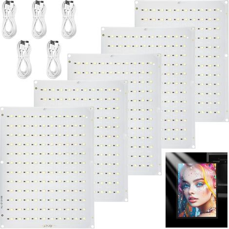 Juego de 5 paneles LED retroiluminados CMYK con litofanía para BambuLab A1/A1 mini/P1P/P1S/X1C/X1E, panel de luz fotográfica impreso en 3D, USB, decoración para el hogar y la oficina. (1/5)