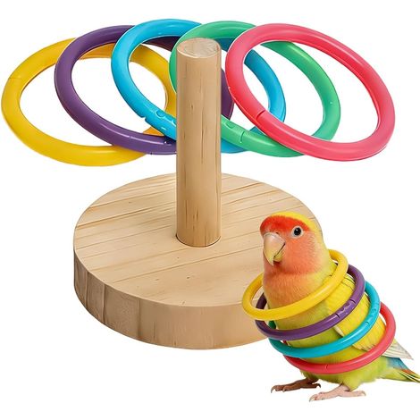 Juguetes para pájaros para loros, rompecabezas de anillo de enriquecimiento, 3.0 x 3.0 x 3.3 in, juguete para cacatúa con diseño interactivo, juguetes para masticar para pájaros, juguete aviar con est (1/5)