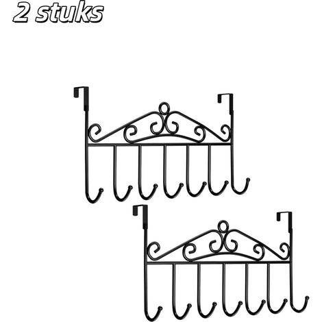 Lot de 2 crochets porte manteau à suspendre sur porte sans perçage pour salle de bain chambre cuisine et salon afin de ranger vêtements et accessoires (1/5)