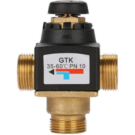 QORVA-Vanne de mélange thermostatique - Vanne de mélange thermostatique en laiton à filetage mâle DN20 à 3 voies pour chauffe-eau solaire