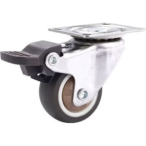 Roulettes Pivotantes 38mm avec 4 Frein, Jusqu'à 25KG Roulette Charge Lourde avec Double Blocage, Polyéthylène Roulettes pour Tous Les Sols, Meuble, Étagères, Coffres à Jouets, lot de 4 (1/2)