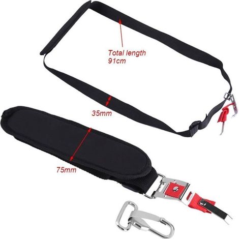 Imbracatura a tracolla regolabile Bardusch con gancio per decespugliatore, tosaerba, tagliabordi, tracolla nera, accessorio per tosaerba (1/4)