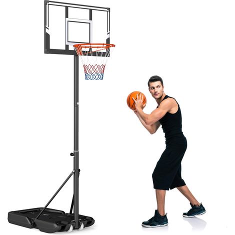 COSTWAY Canestro da Basket da Esterno, Canestro da Basket Portatile e Regolabile in Altezza 1-3M, con Tabellone Antiurto e Ruote per Adolescenti ed Adulti da Giardino, Piscina e Campo (1/5)