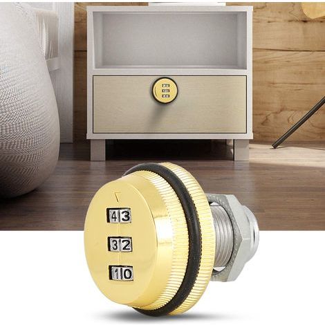 Serrure à code mécanique 3 chiffres pour boîte aux lettres en alliage de zinc doré 20mm (1/5)