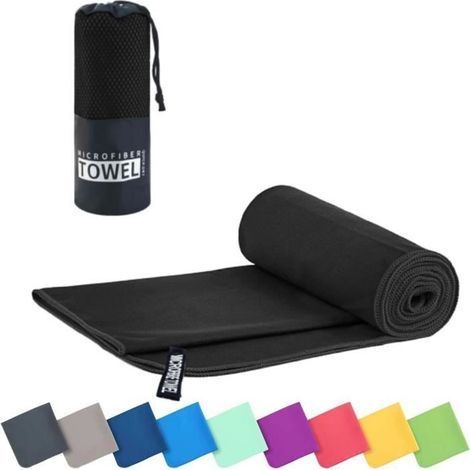 (Schwarzes) Sporthandtuch für Bodybuilding - Nicht spezifiziert - 40 x 80 cm - Mikrofaser - Ultraleicht - Antibakteriell (1/2)