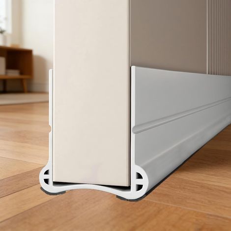 Guarnizione per porta (93 cm) – Guarnizione in silicone per porte – Risparmio energetico – Ritagliabile su misura – Parte inferiore della porta antivento e insonorizzata (bianca) (1/5)