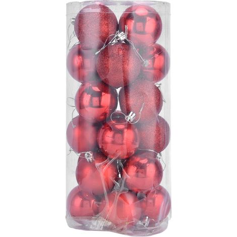Jeffergarden Boule d'arbre de nol 24 pièces, 6cm, décoration scintillante, ornement pour maison, fête, bureau, rouge-DOU
