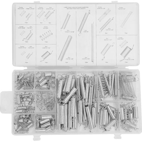 Kit de 200 ressorts métalliques de compression et de tension, en 20 tailles différentes, avec boîte. (1/5)