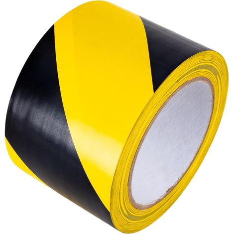 Lot de 1rouleaux de Signalisation,Ruban Adhésif de Danger Noir et Jaune,33 m x 5 cm Ruban de Marquage au Sol,Bande Adhésive pour Sécurité étanche,Rouleaux Ruban Adhésif de Sécurité Extérieur (1) (1/5)