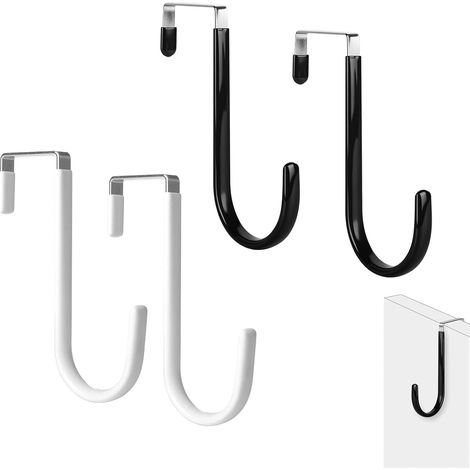 4 Crochets De Porte Sans Perçage Inox Noir Blanc Porte Manteau 37 mm Maison (1/5)