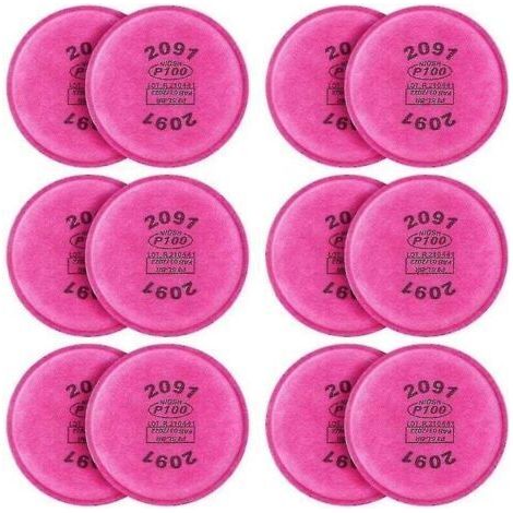 Pair 12 Pcs 2091 P100 Particulate Filter Replacement For 6000 6200 6800 7000 Ff-4 Model 2091 P100 Filter (1/5)
