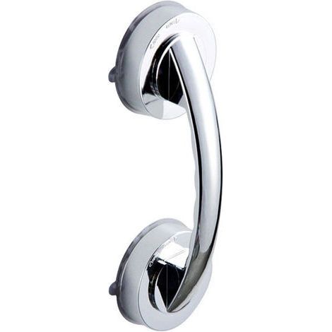 Maniglia di supporto per porta doccia con ventosa, senza foratura, antiscivolo, argento L (1/4)