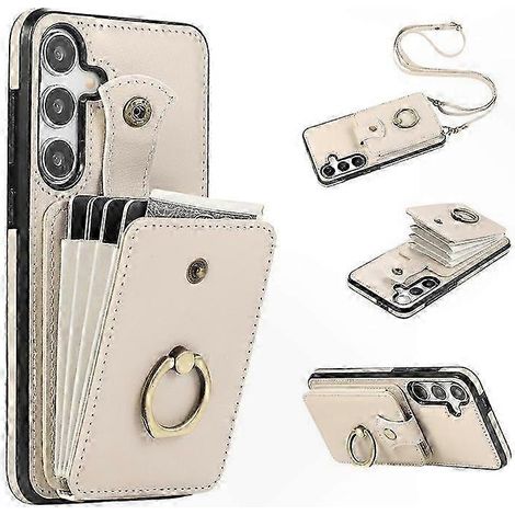 Étui universel pour smartphone 5G avec porte-cartes et béquille, coque en TPU et cuir PU, bandoulière réglable incluse, protection robuste pour téléphone portable (1/5)