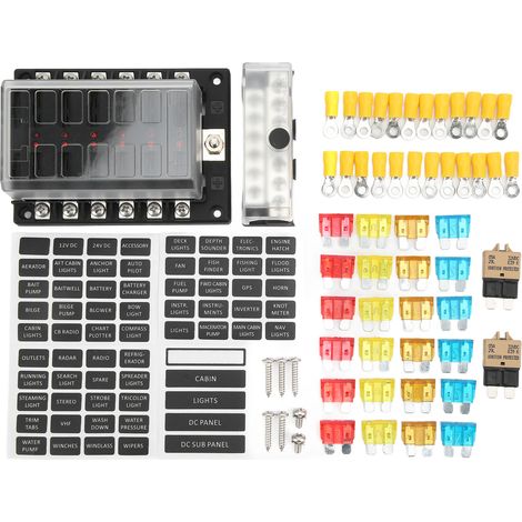 Porte-fusible 12 voies avec voyant LED 100A résistant à la chaleur pour voitures camping-cars yachts bateaux 10-32V (1/5)
