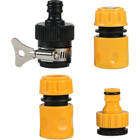 AGE Kit de coupleur de tuyau rapide 4 pièces Coupleur de tuyau rapide en plastique Coupleur de tuyau d'arrosage rapide (1/4)
