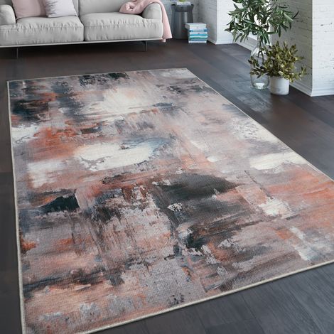 Paco Home Teppich Wohnzimmer Schlafzimmer Flachgewebe Modern Abstrakt Vintage Waschbar 160 cm Rund, Bunt 4