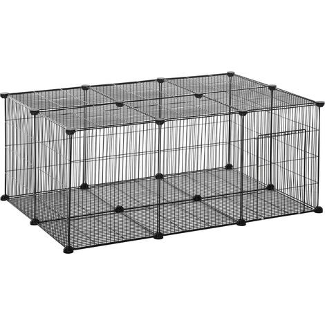 PawHut Pet Playpen DIY Small Animal Cage Metal Fence with Door, 22 Pieces, for Bunny Chinchilla Hedgehog Guinea Pig
