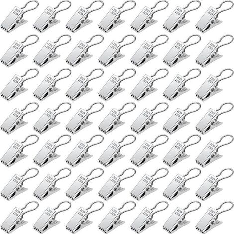 50 Pièces Pinces à Rideaux en Métal, Clips de Rideaux Acier Inoxydable, Pince Rideaux Decoration Crochets de Suspension, pour Chambre à Coucher, Salle de Bains, Décoration de la Maison, Argent