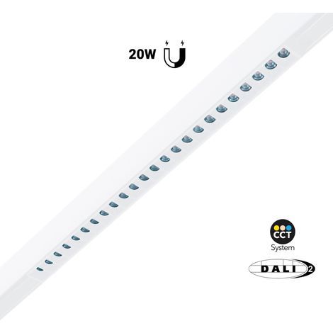 Spot LED CCT linéaire sur rail magnétique 48V - 20W - Gradation - Blanc