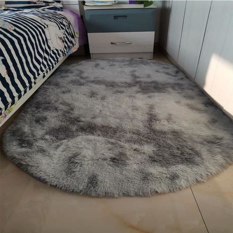 Tapis Ovale - 80 x 160 cm - Style Shaggy - Gris Clair - Pour Salon Chambre Bureau - 1 Pièce (1/3)
