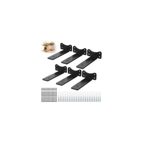 Lote de 6 Etagere Murale,Support D'étagère Murale,Supports Angulaires Droits de 90 Degrés,Supports d'étagère Industriels Noirs,Equerre Charge Lourde,Capacité charge 70 kg(15cm) - Crezuo