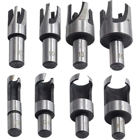 8 pièces de forets à bois - ensemble de découpeur de bouchon avec forets en acier au carbone 6 mm 10 mm 13 mm 16 mm pour perceuses (1/5)
