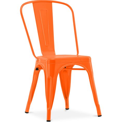 Sedia da pranzo - Design industriale - Acciaio - Nuova edizione - Stylix Arancione
