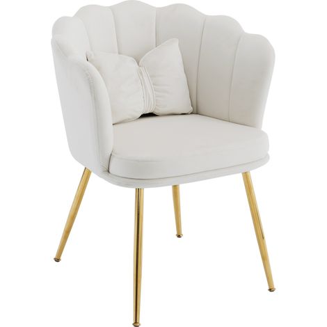 Fauteuil moderne en velours avec dossier pétale et coussin papillon, pieds métalliques dorés, siège confortable pour salon et chambre (1/5)