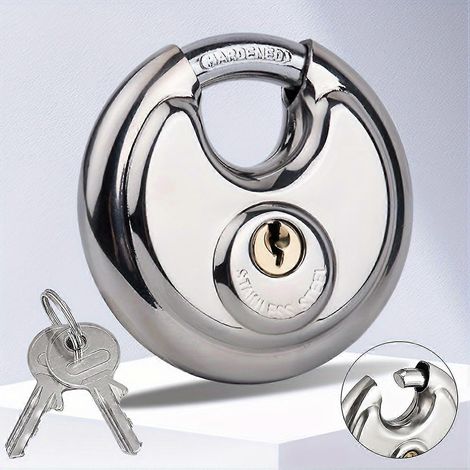 Cadenas à disque 70 mm, 1 pièce, acier inoxydable robuste avec 2 clés, étanche et antirouille, antivol, cadenas de sécurité, verrou de porte, Gy (1/4)