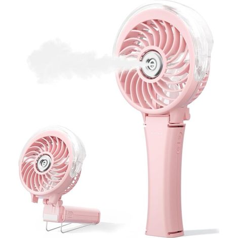 Portable misting fan, two easy-to-use buttons, rechargeable handheld misting fan, water spray fans