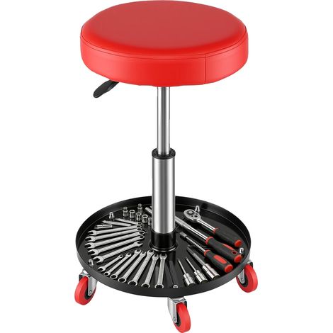 Mechanikerhocker, pneumatische Höhenverstellung, 360-Grad-Drehung, Werkstattstuhl (1/5)