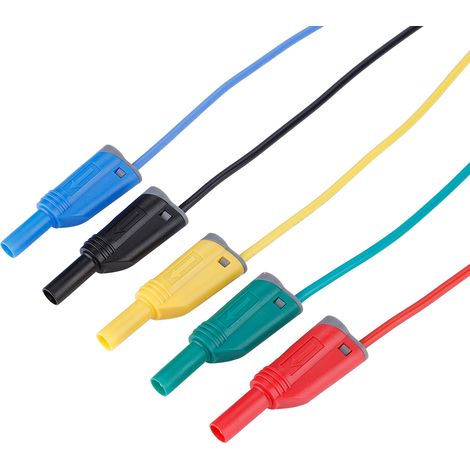 5 pièces Connecteurs Banane Sécurisés P1050-1 4mm avec Fil Souple en Silicone 14AWG pour Multimètre (1/5)