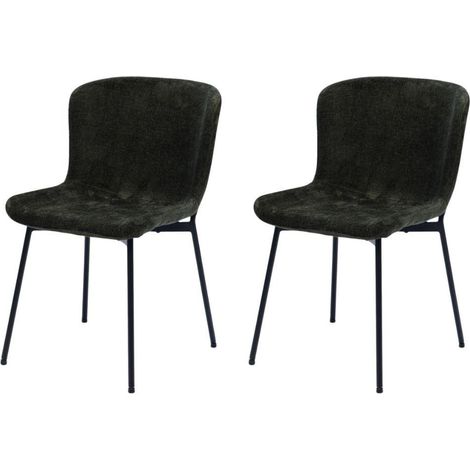 Amadeus - Chaise de salle à manger en tissu vert et métal Arabelle (lot de 2) (1/3)