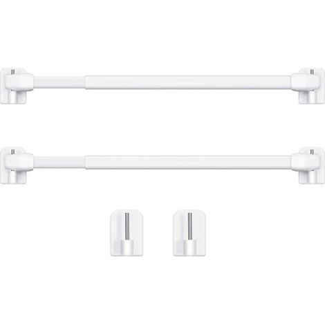 Tringle à Rideau en Plastique Réglable Tringle à Rideau Extensible pour Fenêtre Barres d'Armoire Tige de Tension Crochets de Tringle à Rideau Adhésive, 40-60cm (Blanc,2pcs) (1/5)