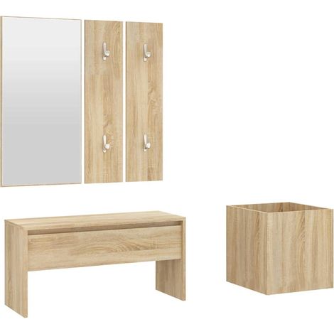 Maison Exclusive - Garderoben-Set Sonoma-Eiche Holzwerkstoff (1/5)
