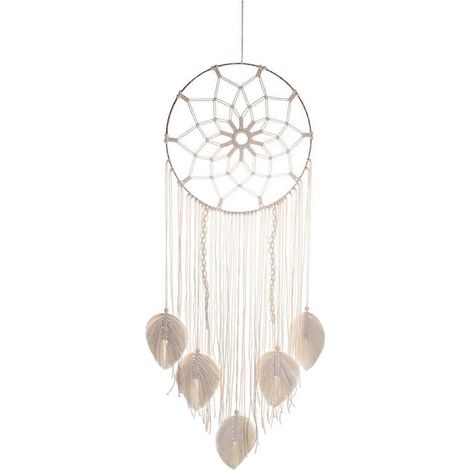 Attrape-rêves en macramé, grand format, à suspendre au mur, fait main, style bohème, avec pompons, pour la décoration de la chambre ou du salon. (1/5)
