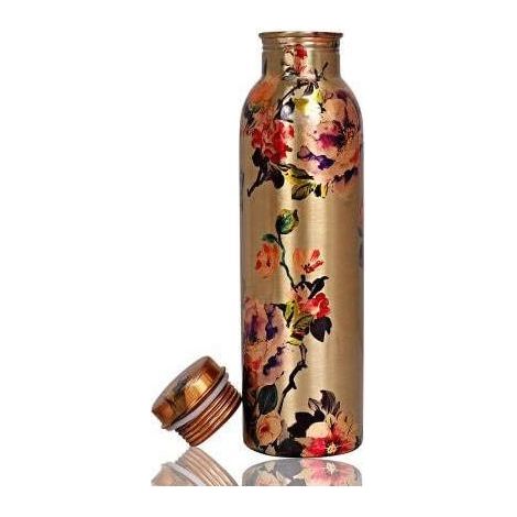 Pure copper water bottle, elegant design, silicone seal, for travel and gifts (1/2)