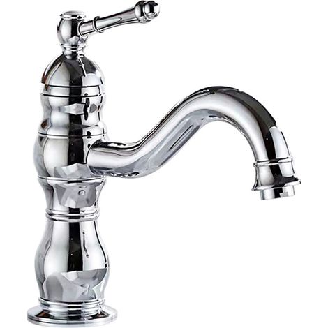 Robinet Lavabo Rétro , Pivotant à 360° Robinet Salle de Bain avec Eau Froide & Chaude Disponible, Monocommande Mitigeur Lavabo en Laiton pour Lavabo, 3/8'' Installation Standard (1/5)