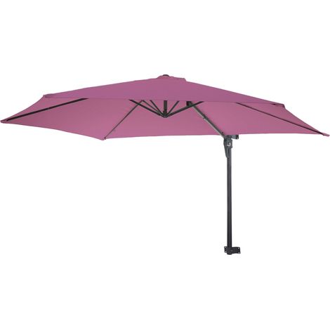 Wandschirm Acerra, Ampelschirm Balkonschirm Sonnenschirm, 3m neigbar, Polyester Alu/Stahl 9kg lavendel-rot